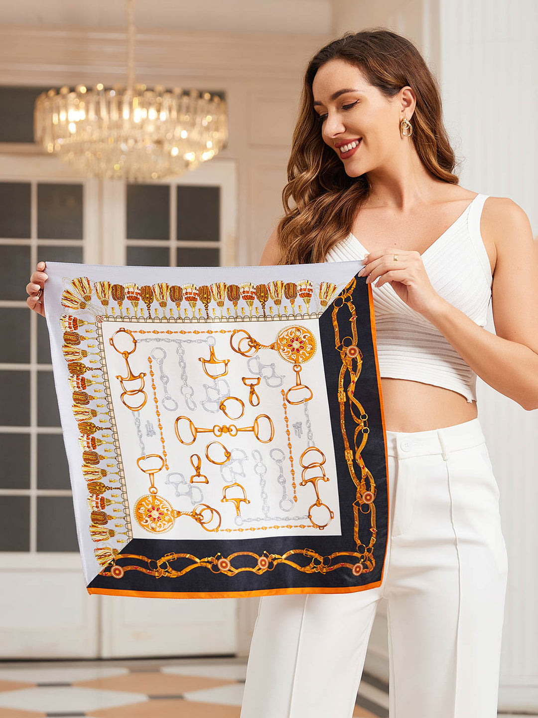 Neva | Čista Svila Tiskani Kvadratni Šal 53x53cm