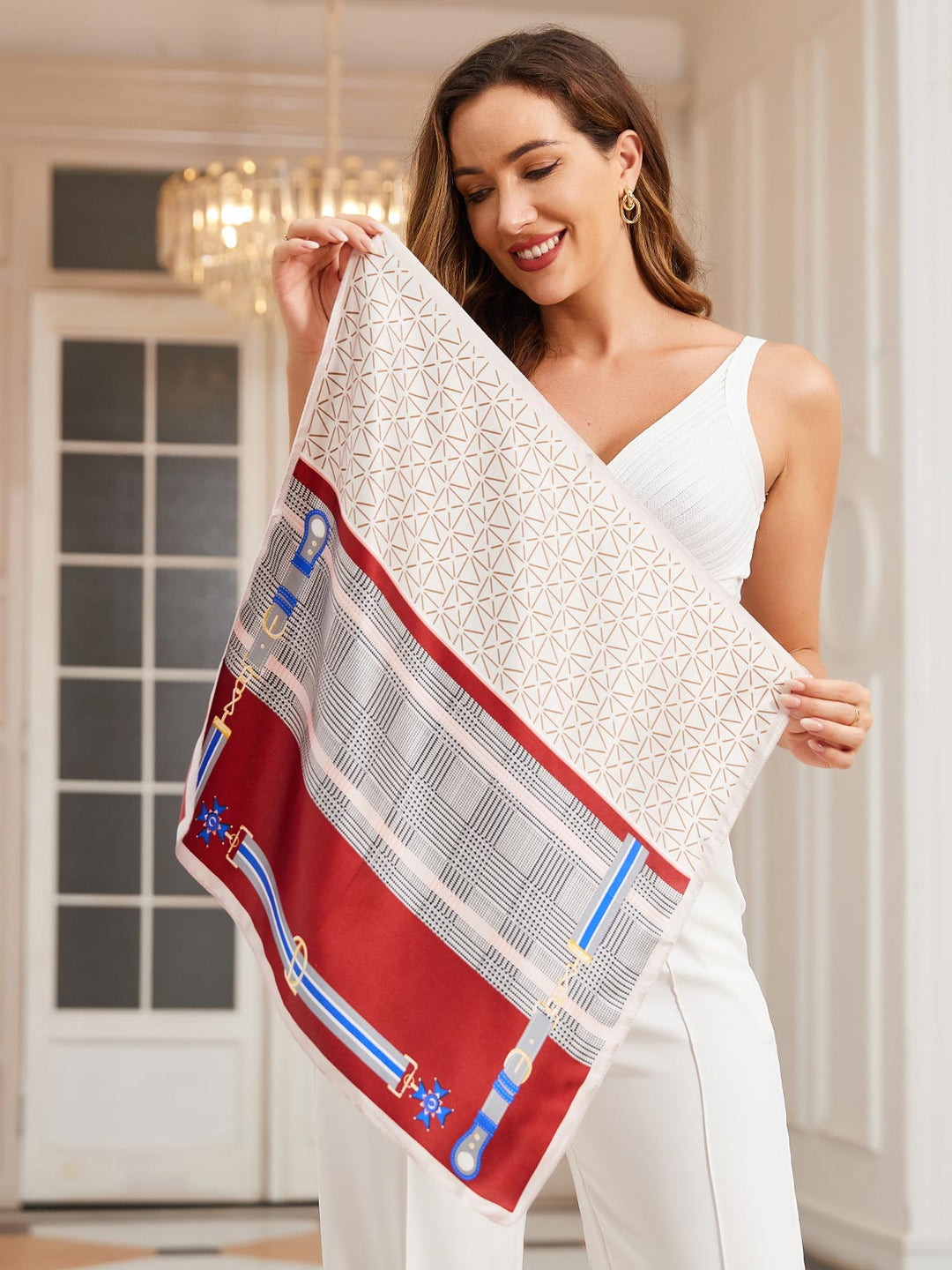 Neva | Čista Svila Tiskani Kvadratni Šal 53x53cm