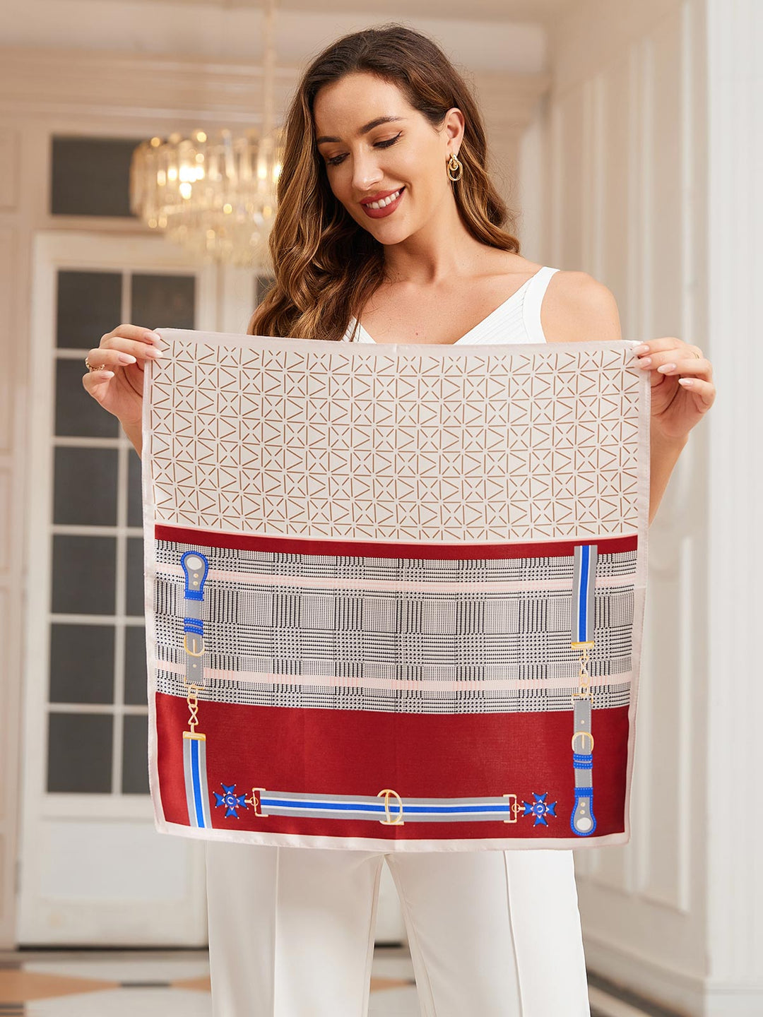 Neva | Čista Svila Tiskani Kvadratni Šal 53x53cm